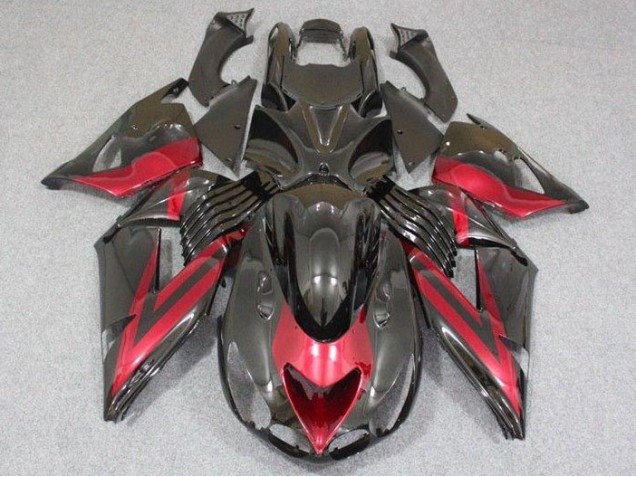 Best 2006-2011 Black Red Kawasaki ZX14R ZZR1400 Bike Fairings
