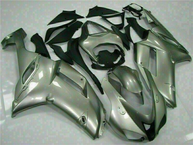 Best 2007-2008 Silver Kawasaki ZX6R Motorcycle Fairings Kits