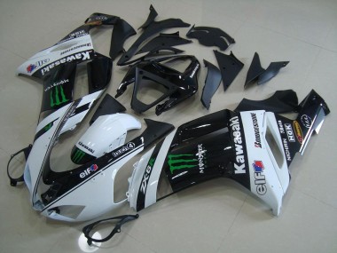 Best 2007-2008 White Monster Kawasaki ZX6R Motorcycle Fairings