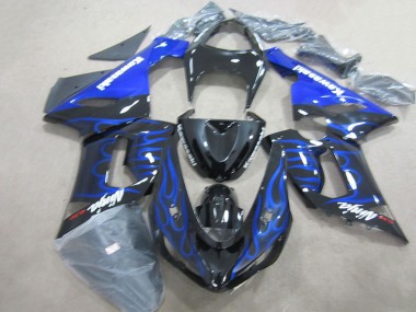 Best 2005-2006 Black Blue Flame Ninja 636 Kawasaki ZX6R Motorcycle Fairings Kits