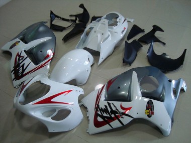 Best 1996-2007 White Black Suzuki GSXR1300 Hayabusa Motorcycle Fairing Kit